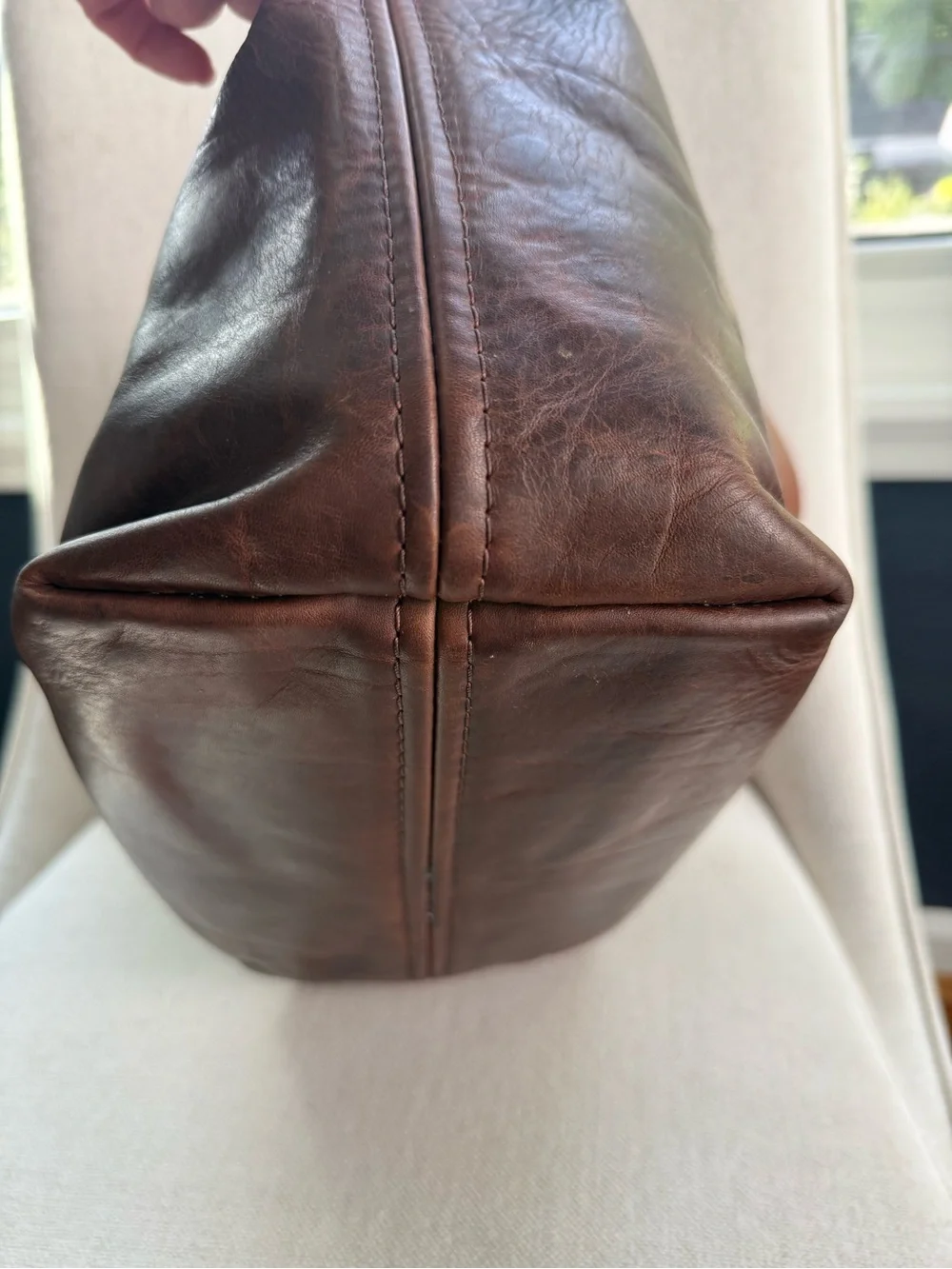 Fount Brown Leather Tote Bag with Tassel
